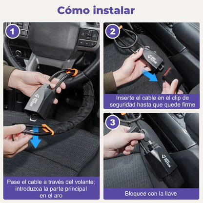 TALAPORR — Antirrobo para volante con 3 llaves,
